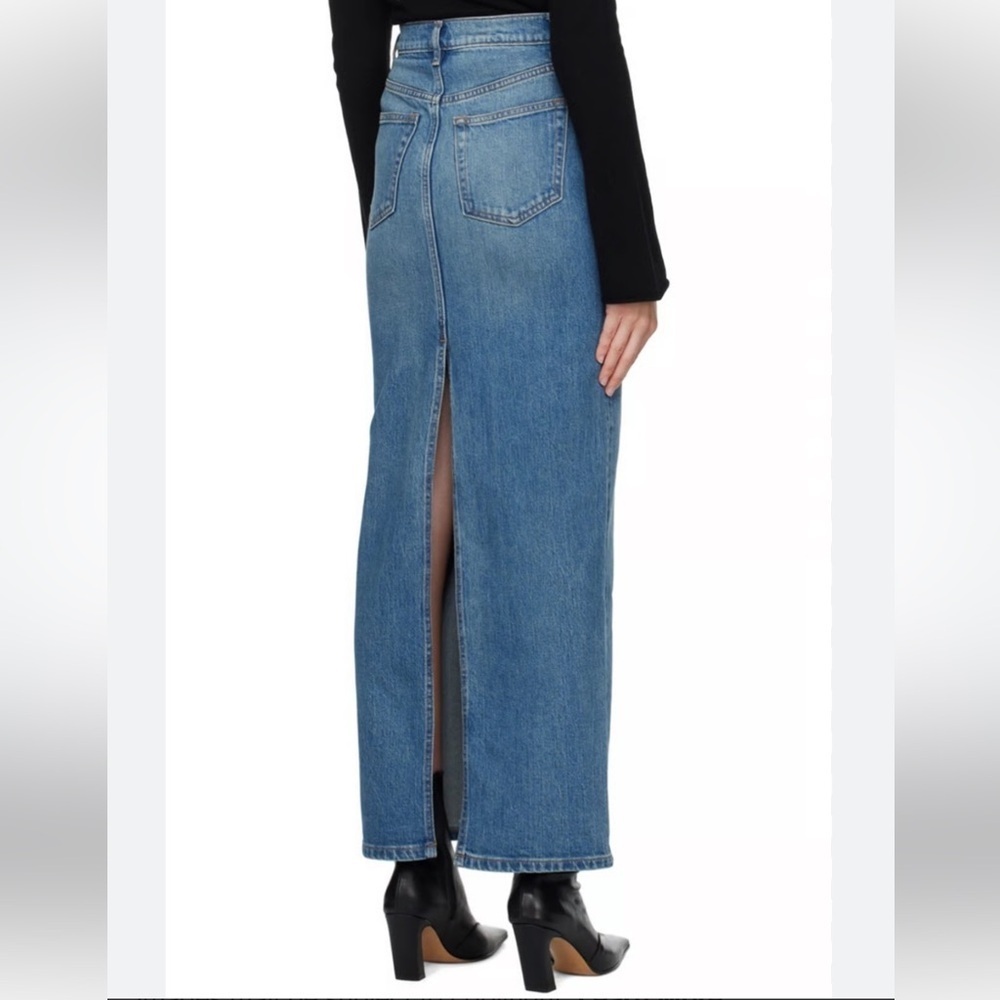 Reformation Daria Ultra High Rise Blue Denim Maxi Skirt Women - Picture 2 of 9